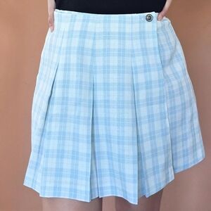Vintage 1990s 2000s Y2K Plaid Mini Skirt by Moda Intl / Clueless Blue & White